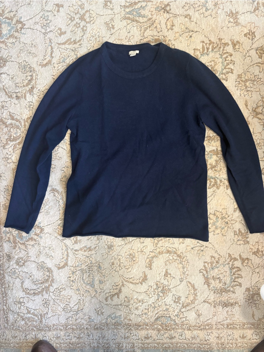 J. Crew Navy Off-the-Shoulder Lightweight Sweater